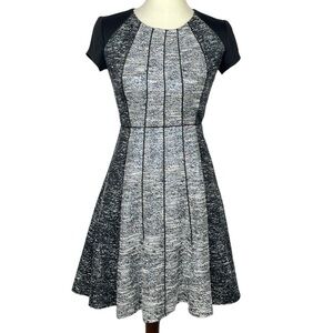 Jessica Simpson Dress Womens 0 Grey Marled Tweed Colorblock Fit and Flare Skater